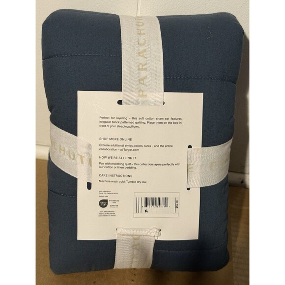 NWT Parachute Cozy Block Quilted Sham Set King Blue - Picture 2 of 5